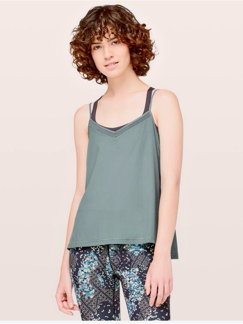 Lululemon Final Count Strappy Tie Back Mesh Tank Sea Steel Yoga Airy Loose Cami